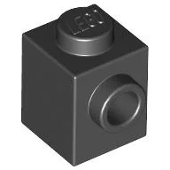 Brick Special 1 x 1 with Stud on 1 Side / Black