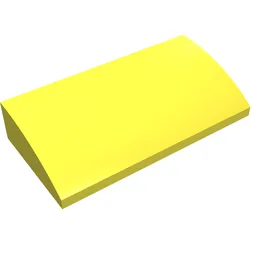 Brick Curved 2 x 4 x 2/3 No Studs, with Bottom Tubes / Bright Light Yellow