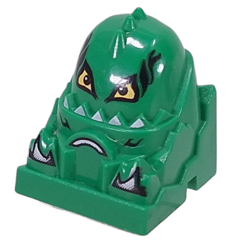 Lego Racer Driver Head, Brick Special 2 x 2 Round, Yellow Eyes, White Teeth print (Snake)