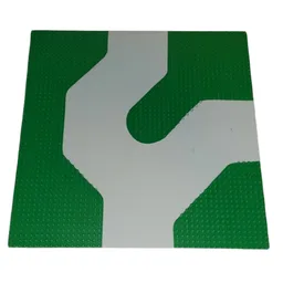 Baseplate Road 50 x 50 with 3-way Curve with Grey Road Print / Green