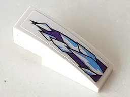 Slope, Curved 3 x 1 with Medium Blue and White Ice Crystals on Dark Purple Background Pattern (Sticker) - Set 9445