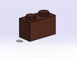 1 x 2 Brown Bricks
