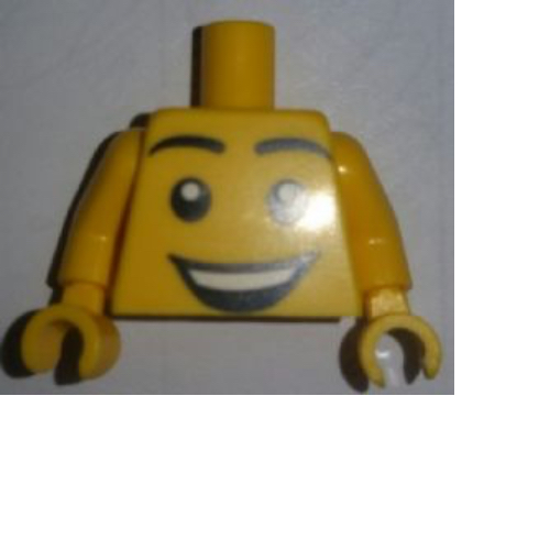 Lego Torso with Large Smiley Face Open Mouth Grin Print, Yellow Arms and Hands / Yellow