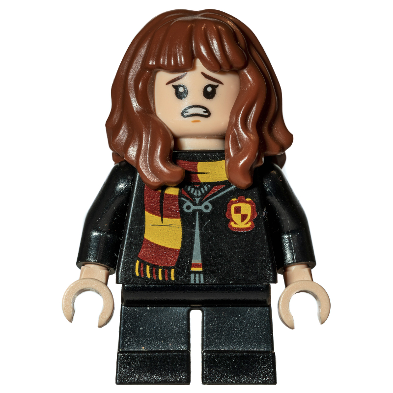 Lego Hermione Granger, Gryffindor Robe Closed with Scarf, Short Legs