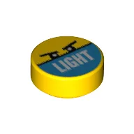 Tile Round 1 x 1 with Eyes and 'LIGHT' Print / Yellow