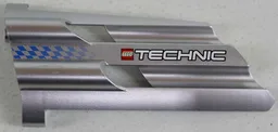 Technic, Panel Fairing # 4 Large Long, Large Holes, Side B with LEGO TECHNIC Logo and Fading Blue Checkered Pattern (Sticker) - Set 8458