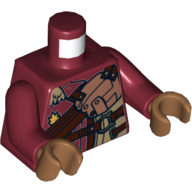 Lego Torso Fur Collar, Copper Armor Panel with Dark Brown Straps Print, Dark Red Arms, Medium Nougat Hands / Dark Red