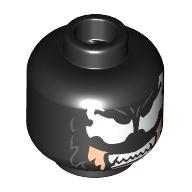 Lego Minifig Head Wolverine, Venomized, White Spider Eyes, Sharp Teeth / Light Nougat Face, Black Eyebrows, Stubbles / Black
