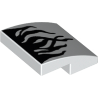Lego Brick Curved 2 x 2 x 2/3 with Black Tentacles Print / White