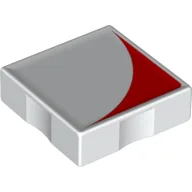 Duplo Tile 2 x 2 with Shape Red Inverse Quarter Disc Print / White