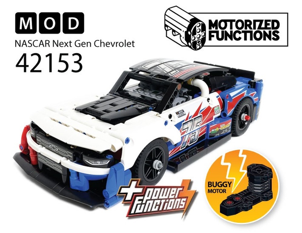 Lego 42153 NASCAR Next Gen Chevrolet Camaro ZL1 RC MOD for Buggy Motors