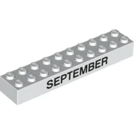 Brick 2 x 10 with Black 'SEPTEMBER' / 'OCTOBER' Print