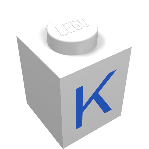 Lego Brick 1 x 1 with Blue K Print