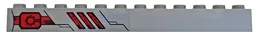Brick 1 x 12 with Hull Plates, Vents and Black Gears on Red Background Pattern Model Right Side (Sticker) - Set 76098