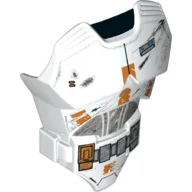 Large Figure Torso Cover with Raised Belt and Battle Damaged Armor Print (Clone) / White