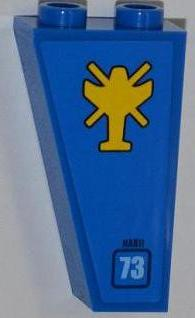 Lego Slope, Inverted 75 2 x 1 x 3 with Helicopter Outline, 'NABII' and Light Blue '73' Pattern Model Right Side (Sticker) - Set 7067