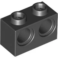 Technic Brick 1 x 2 [2 Pin Holes] / Black
