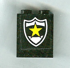 Panel 1 x 2 x 2 - Solid Studs with Yellow Star on Black and White Police Badge Pattern (Sticker) - Set 1786