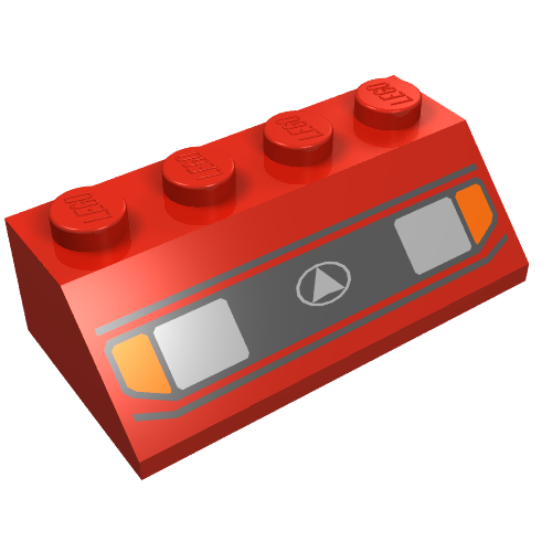 Lego Brick Sloped 45° 2 x 4 with Headlight Print / Red