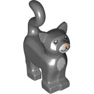 Animal, Cat, Standing New Style with White Muzzle and Chest and Coral Nose Print / Dark Bluish Gray