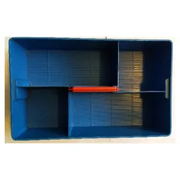 Storage Bin, Retractable Handle on Top, Reinforced Short Sides, Studs on Bottom - LEGO Logo Print / Blue