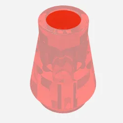 Cone 1 x 1 [No Top Groove] / Trans-Red