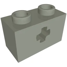 Technic Brick 1 x 2 with Axle Hole Type 2 [X Opening] / Light Gray