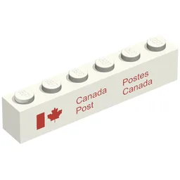 Brick 1 x 6 with Canada Post Logo Print / White