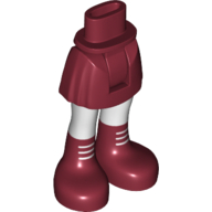 Lego Minidoll Hips and Short Skirt with White Legs and Dark Red Shoes Print / Dark Red