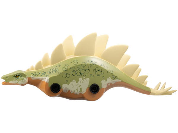 Lego Animal, Dinosaur, Stegosaurus Body with Nougat Belly, Tan Spike print / Medium Nougat