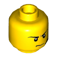 Lego Minifig Head, Headset, Angry Frown / Yellow