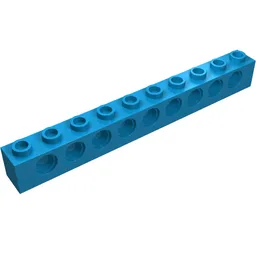 Technic Brick 1 x 10 [9 Pin Holes] / Dark Azure