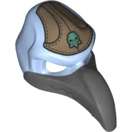 Mask Bird (Vulture) with Dark Bluish Gray Beak and Dark Tan Headpiece with Sand Green Vulture Symbol Print / Bright Light Blue
