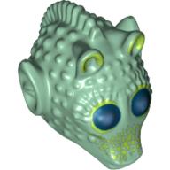 Lego Minifig Head Special, Rodian with Light Green Patches and Dark Blue Eyes Print (Wald) / Sand Green
