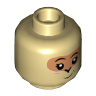 Lego Minifig Head Sister Monkey, Nougat Around Eyes, Slight Smile Print / Tan