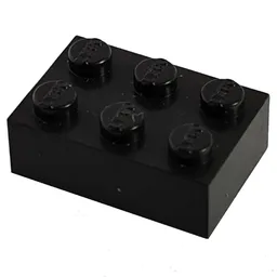 Modulex Brick 2 x 3 with LEGO on Studs / Modulex Black