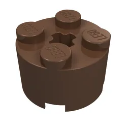 Brick Round 2 x 2 with Axle Hole / Brown