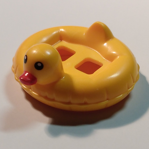 Lego Minifig Hipwear Duck Swim Ring / Floatie / Inflatable Black Eyes and Red Beak Print / Bright Light Orange