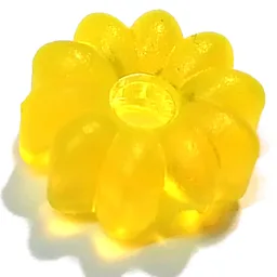 Clikits Icon, Flower 2 x 2 Small, 10 Petals with Hole [Frosted] / Trans-Neon Yellow
