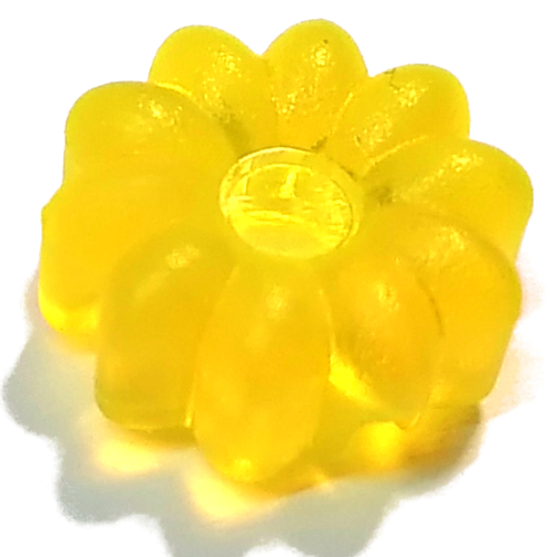 Lego Clikits Icon, Flower 2 x 2 Small, 10 Petals with Hole [Frosted] / Trans-Neon Yellow