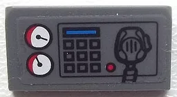Slope 30 1 x 2 x 2/3 with White Gauges, Buttons, Blue Bar, and Radio on Transparent Background Pattern (Sticker) - Set 60023
