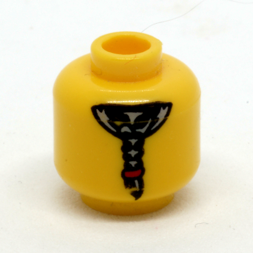 Lego Minifig Head Captain Soto, Eyepatch, Mustache, Ponytail on Back Print / Yellow