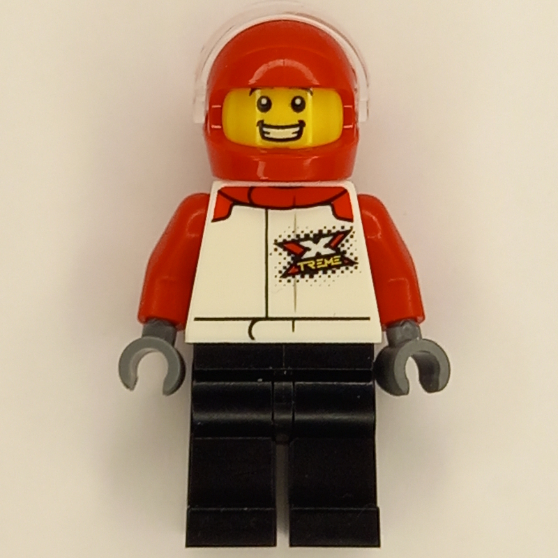 Lego Sam Speedster - White Torso, Black Legs, Red Helmet