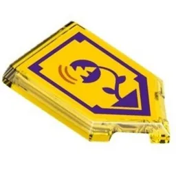 Tile Special 2 x 3 Pentagonal with Nexo Power Shield Print - Power Plant / Trans-Yellow