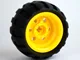 Wheel 30.4mm D. x 20mm with No Pin Holes and Reinforced Rim with Black Tire 43.2mm D. x 26mm Balloon Small (56145 / 61481) / Yellow