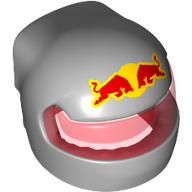 Lego Helmet, Formula 1 with Trans-Red Visor pattern and Red Bulls, Yellow Background print