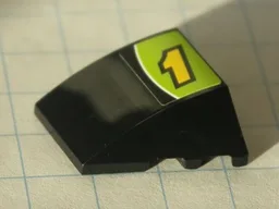 Wedge 4 x 3 Triple Curved No Studs with Yellow Number 1 and White Line on Lime and Black Background Pattern (Sticker) - Set 8119
