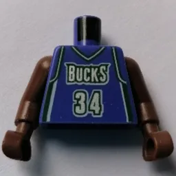 Torso Basketball Jersey, Milwaukee Bucks '34' Print, Long One Piece Arms Brown (NBA) / Violet