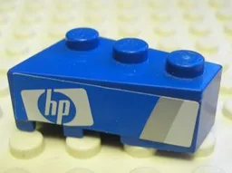 Wedge 3 x 2 Right with 'HP' Logo and Silver and White Stripes Pattern (Sticker) - Set 8374