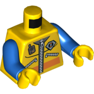Lego Torso Wet Suit with Coast Guard Logo, Zippers and Radio Print, Blue Arms, Yellow Hands / Yellow